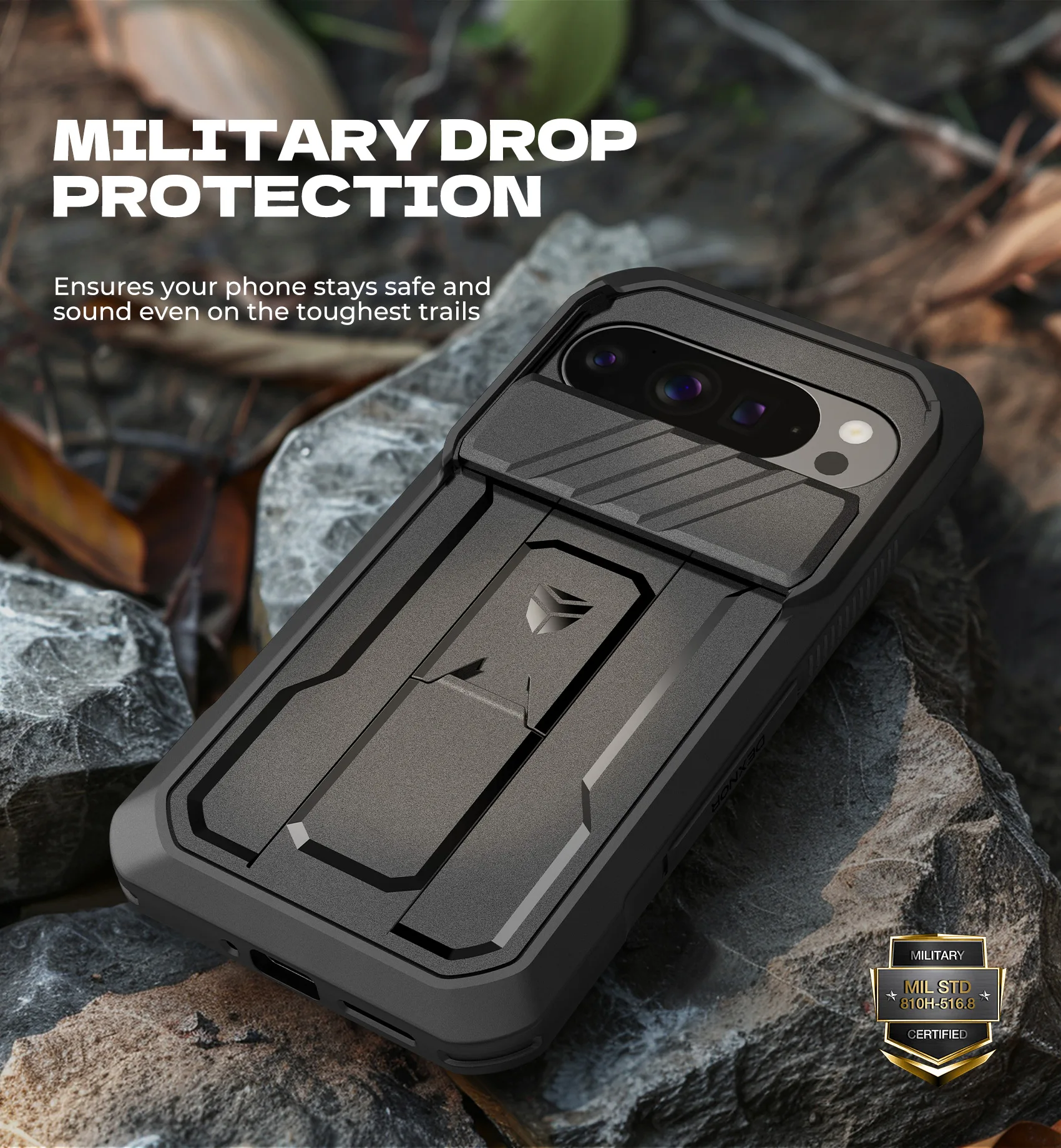 Slide Camera Cover & Screen Protector Kickstand Rugged Shockproof Case