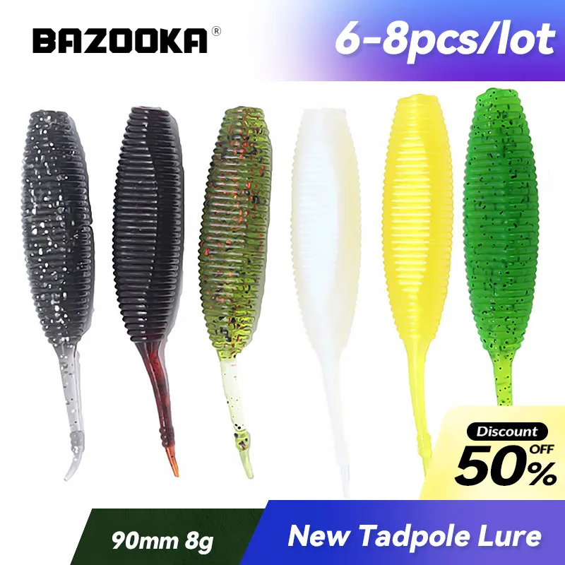 Bazooka Angelköder, schwimmender weicher Kaulquappenköder, sinkender Silikon-Swimbait, Wobbler, JIG Shad, Wurm, Bass, Forelle, Hecht, Eis, Winterköder