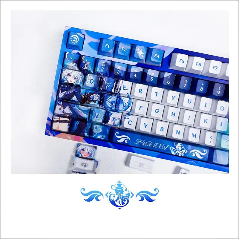 Genshin Impacto Furina Keycap Jogo Sublimação Pbt Teclado Mecânico Faça Você Mesmo Duas Dimensões Keycaps Cereja Deus Água 120key - Imagem 4