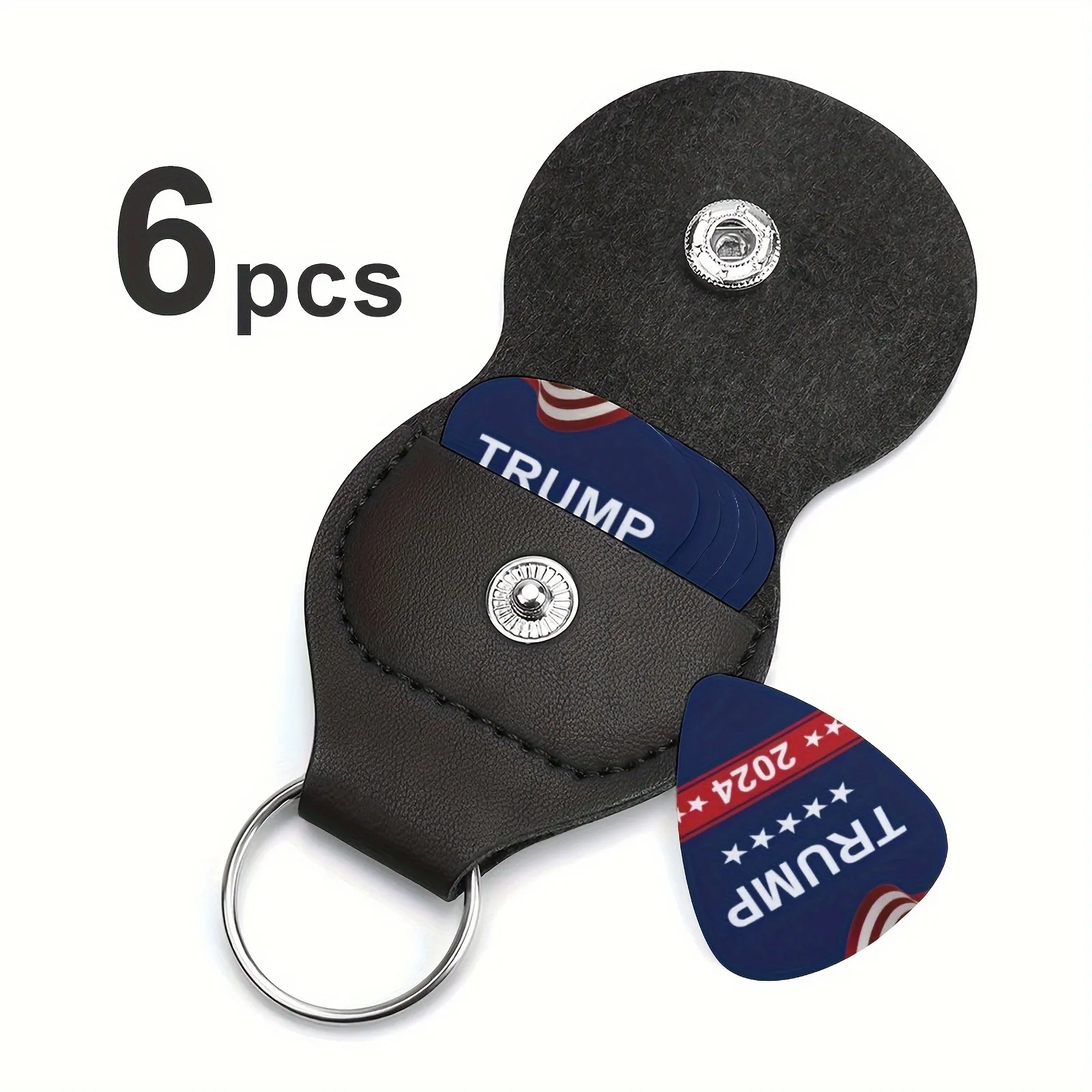 6 Pcs Original Sound Guitar Picks Double-Sided Printed Ukulele Guitar Finger Shrapnel Keychain Holster Gift For Music Lovers