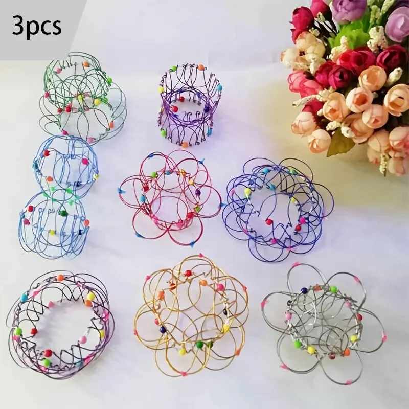 Fidget Toys 3Pcs Educational and Stress-Relieving Fidget Toys for Kids and Adults Mandala Decompression Flower Basket & Steel Ring Sensory