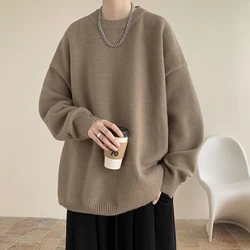 2023 Men Autumn Oversized Japan Harajuku Sweater Vintage Knitted Men Hip Hop Warm Round Neck Sweater Men Cloting New Pullover