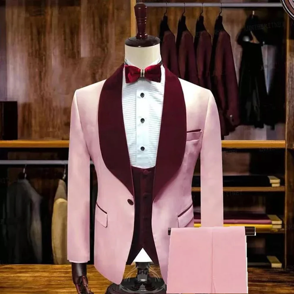 

2023 Fashion Yellow Men's Slim Fit Suit Groom Formal Wedding Dinner Party Suit Custom Made Male Best Man Blazer 3 Pieces