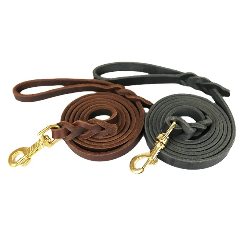 1.2-2.1m Dogs Leads with Hook Genuine Leather Leash Pet Walking Training Brown Black Colors for Medium Pet Shepherd Greyhound 1.2-2.1m Dogs Leads with Hook Genuine Leather Leash Pet Walking Training Brown Black Colors for Medium Pet Shepherd Greyhound