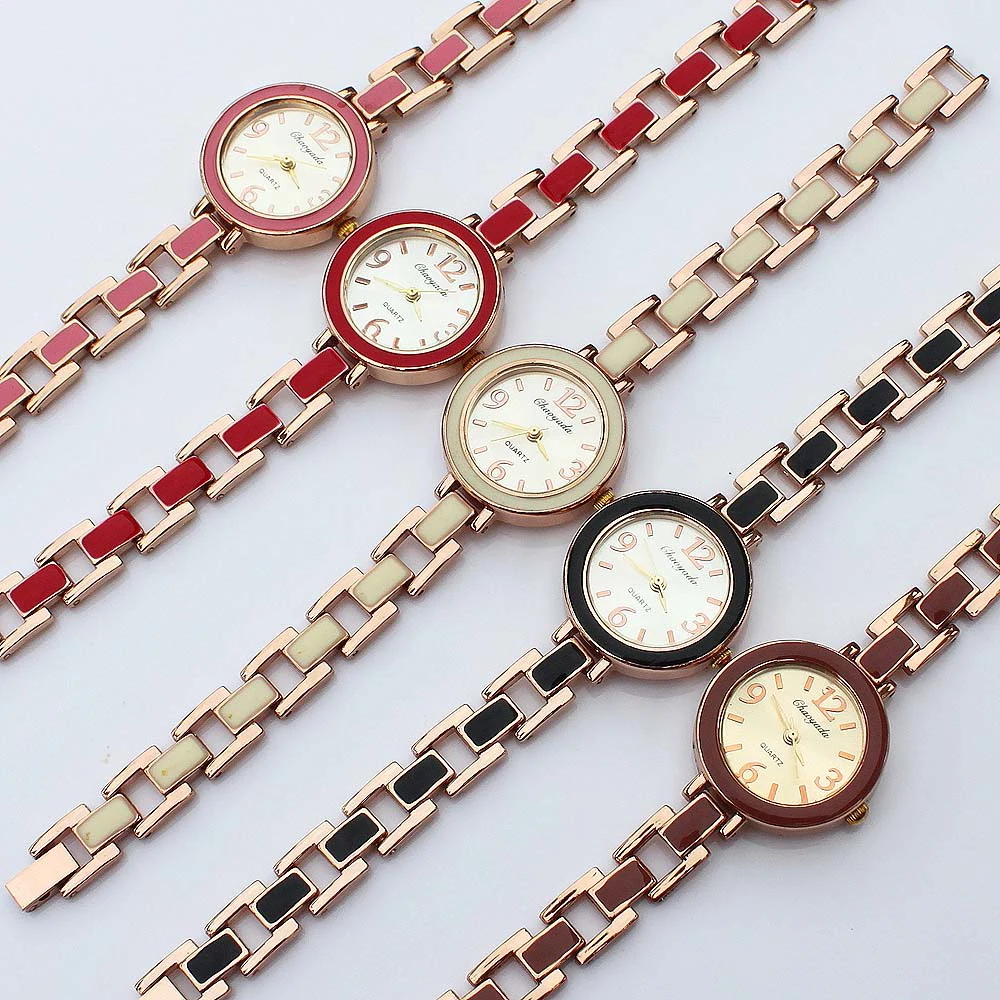 Brand New Popular Round Fashion Lady Women Girl Rose Gold Strap Quartz Dress Wristwatch Battery Included New O30 bracelet watch images - 6