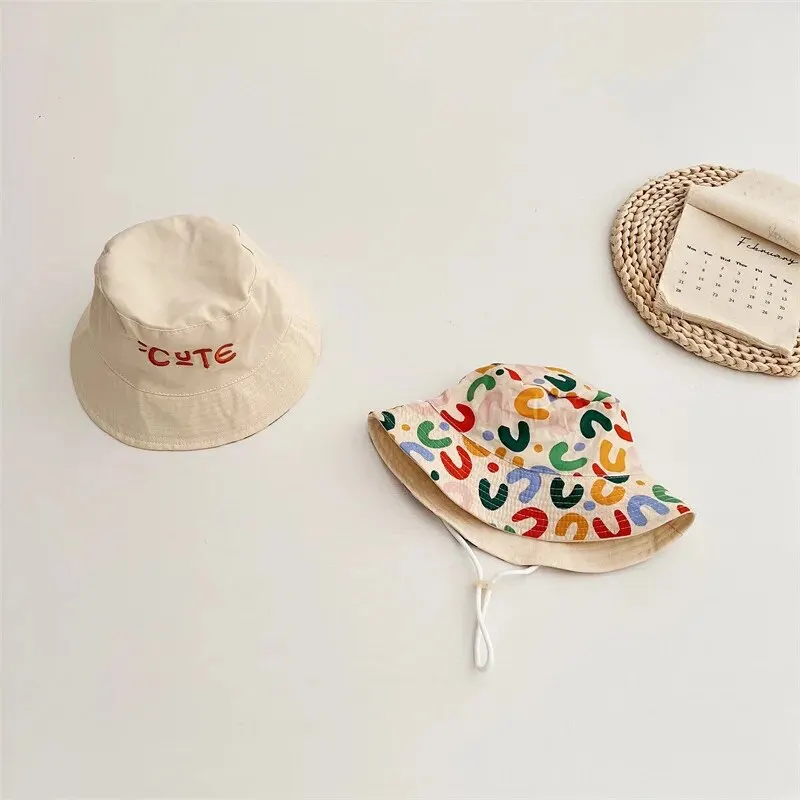 Double-Sided Baby Bucket Hat - Embroidered Fisherman Cap for Boys  Girls