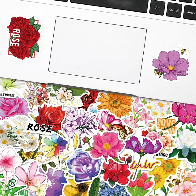 100pcs Flower Stickers Laptop Floral Decals Scrapbook Skateboard