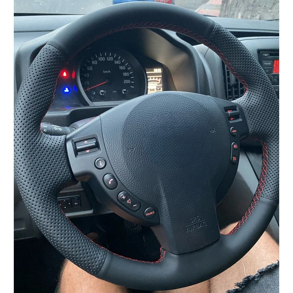 Rutschfeste schwarze Kunstleder-Lenkradabdeckung für Nissan QASHQAI X-Trail Nissan NV200 Rogue Lenkradgeflecht