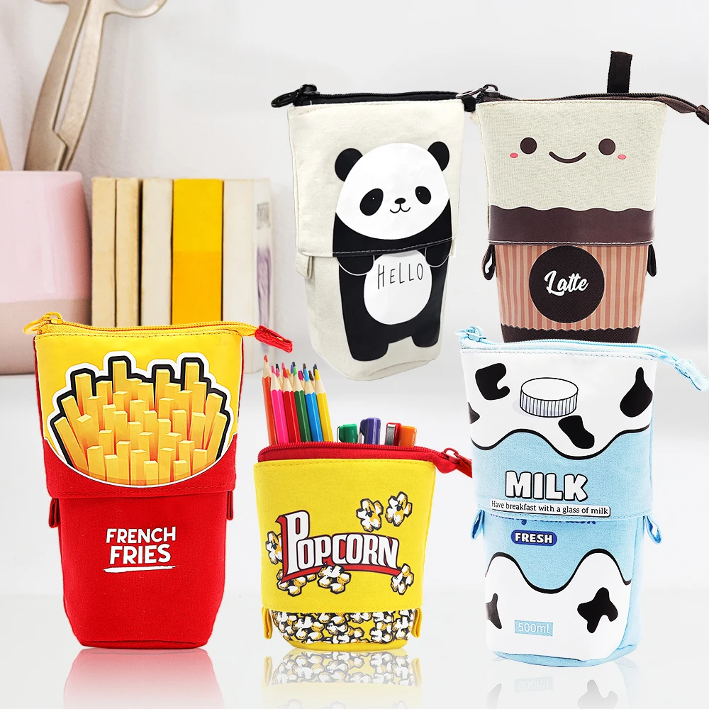 Pencil Case Standing Telescopic Pencil Holder Kawaii Stand Up Spacious Pouch Portable Bag for School