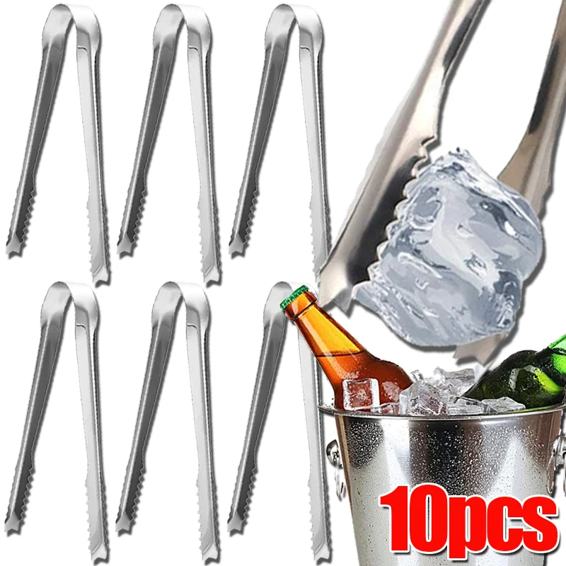 

1/10PCS Multifunction Non-slip Clips Stainless Steel Ice Cube Dessert Clamp BBQ Picnic Scald Proof Food Clip Kitchen Bar Gadgets