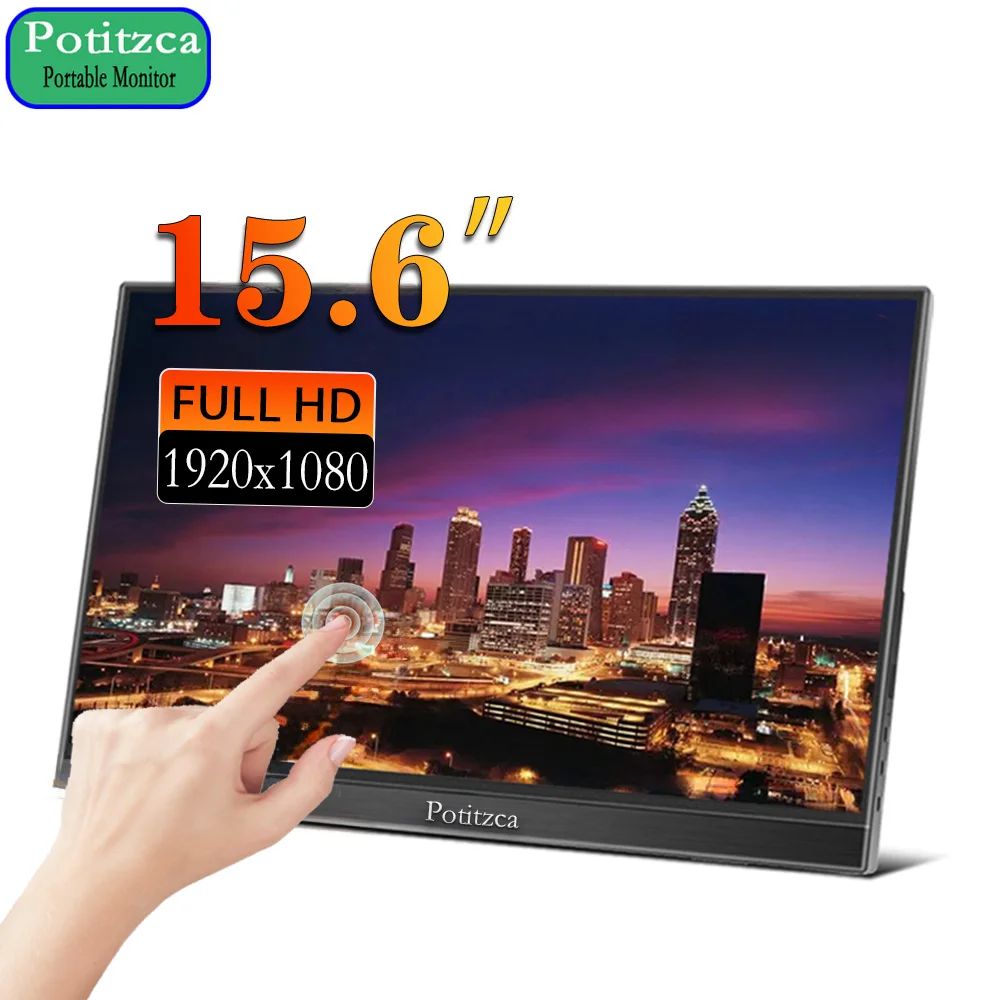 터치 스크린 휴대용 모니터 14/15.6 인치 1080P IPS 패널 60Hz Pc 노트북 Pc 게이머 PS4 PS5 XBOX 스위치 라즈베리 Pc 모니터