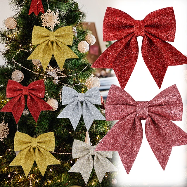 36pcs Christmas Ribbon Bows Ornaments Mini Christmas Bows Decoration,Christmas Tree Bow,Christmas Bows for Presents, Party Home Wreaths Gift Wrapping