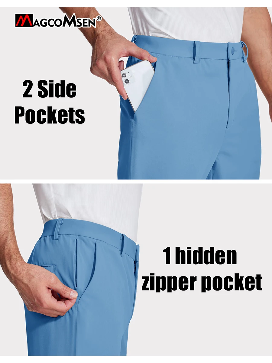 MAGCOMSEN Golf Pants Mens Stretch Dress Pants Quick Dry Waterproof Lightweight Flat Front Work Pants with Hidden Pocket 6