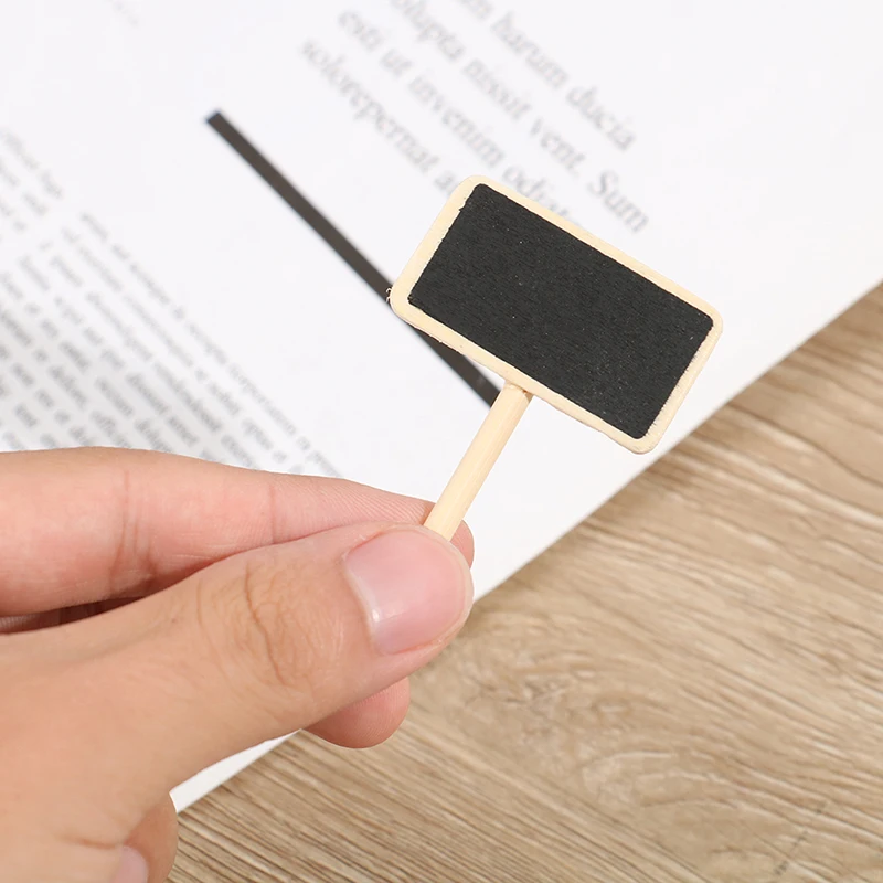 미니 칠판 나무 메시지 슬레이트 직사각형 클립 클립 패널 카드 메모 라벨 50 개