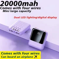 4-wire Power Bank, 20000mAh, Large Capacity Fast Charging Ultra-thin, Suitable for Mobile Phones, Universal Mobile Power Supply 1