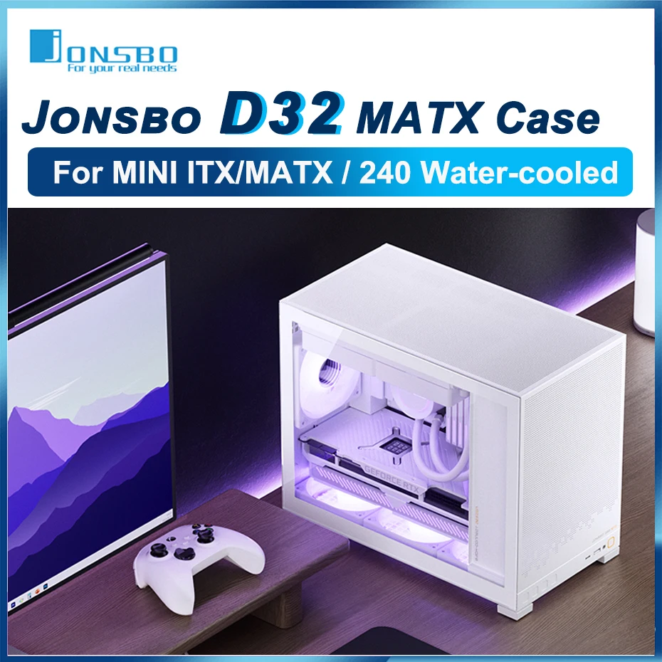 JONSBO D32 MATX Desktop Small Chassis Side Transparent Support Back Insertion Type-C 240 Water Cooling