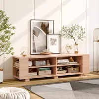 Wood TV Stand for TVs up to 65 Inch Flat Screen, Modern Entertainment Center with 8 Open Shelves, Farmhouse TV Storage Cabinet 2