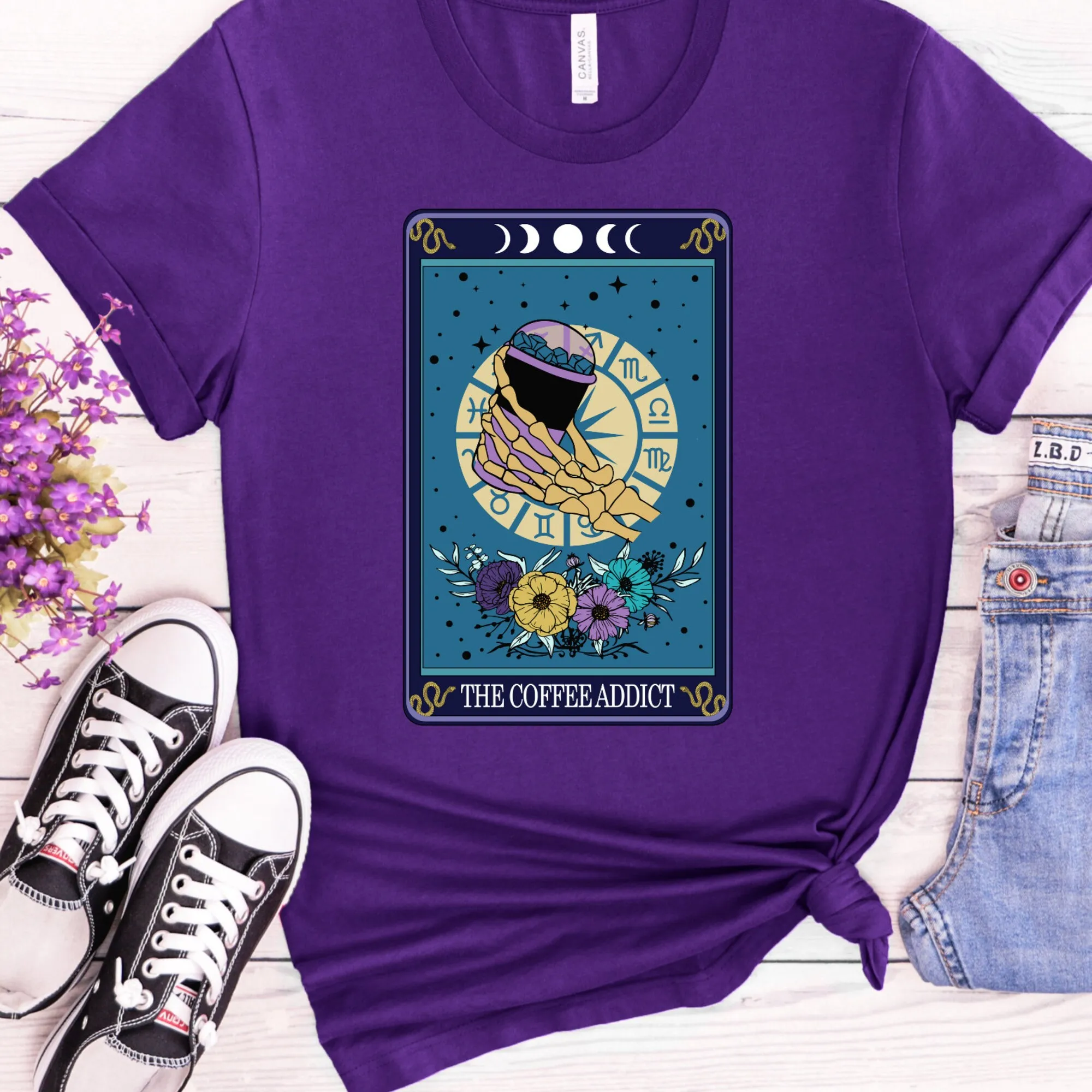 The Coffee Addict Tarocchi T Shirt Mystical Celestial Spiritual Wprurighy