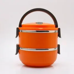 Portable Stainless Steel Multi - layer Insulated Lunch Box | Circular, Sealed Bento Container for Home, Office, and On - the - Go (2Layer Random Color)