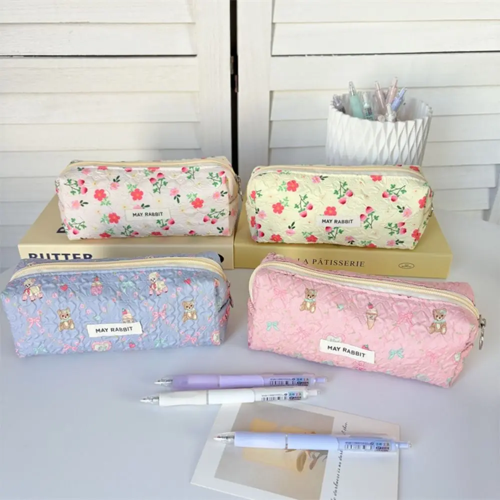 جديد الأزهار القلم حقيبة متعددة الوظائف طالب مقلمة...