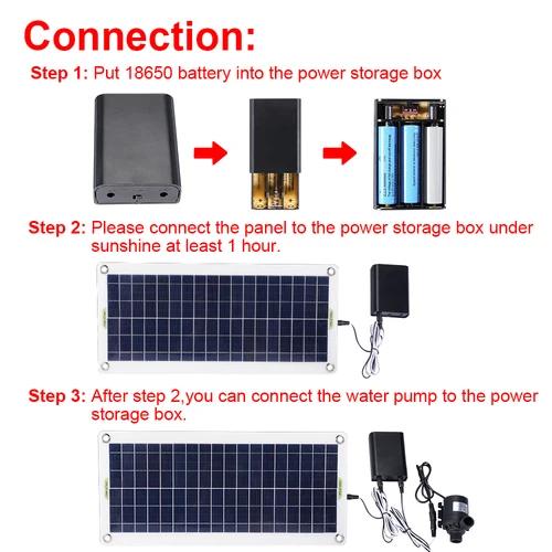 브러시리스 태양 전지 워터 펌프, 12V, 800l/h, 50W, RV, 보트, 자동차용 태양 전지 패널, 야외 배터리 공급, 캠핑, 여행용 5