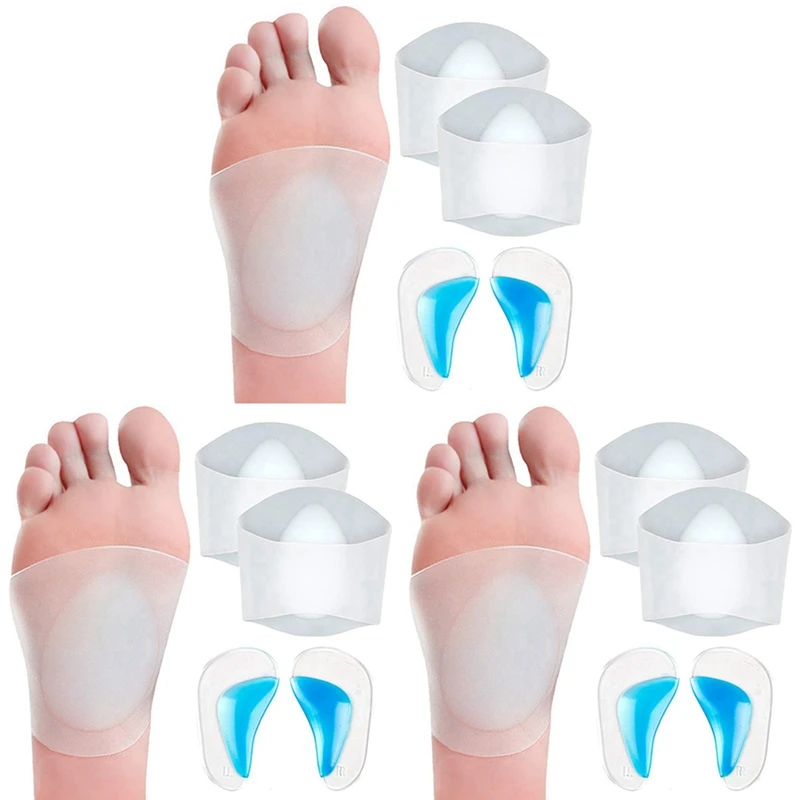 

ASDS-Gel Arch Support Set, 6 Pairs Plantar Fasciitis Sleeves/Shoe Insoles For Flat Feet, Reusable Soft Silicon Arch Sleeves