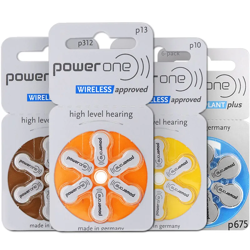 60 PCS NEW Zinc Air 1.45V powerone P675 Zinc Air Hearing Aid Batteries 675A A675 675 PR44 Hearing Aid Battery for BTE CIC RIC OE 6