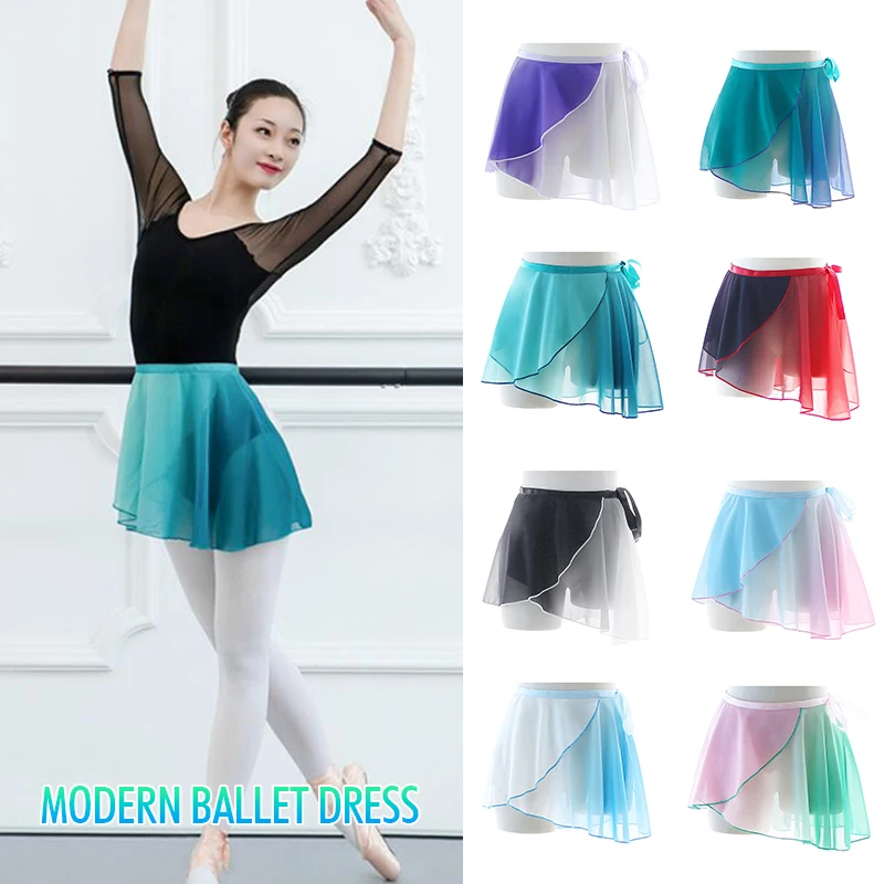 Женская шифоновая юбка-пачка, элегантная Асимметричная полупрозрачная Короткая юбка для танцев балерины и гимнастики