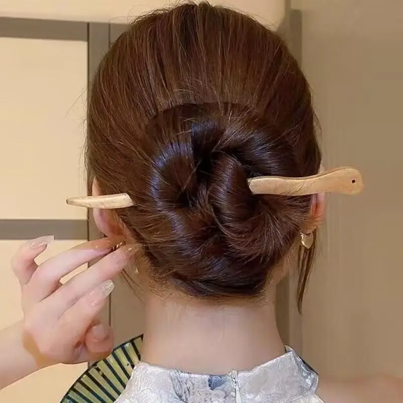 Chinese Style Elegant Wood Hair Stick For Women Girl Hairpins Simple Hair Fork Vintage Hanfu Cheongsam Headwear Accessories hair accessory hair stick hair headdress