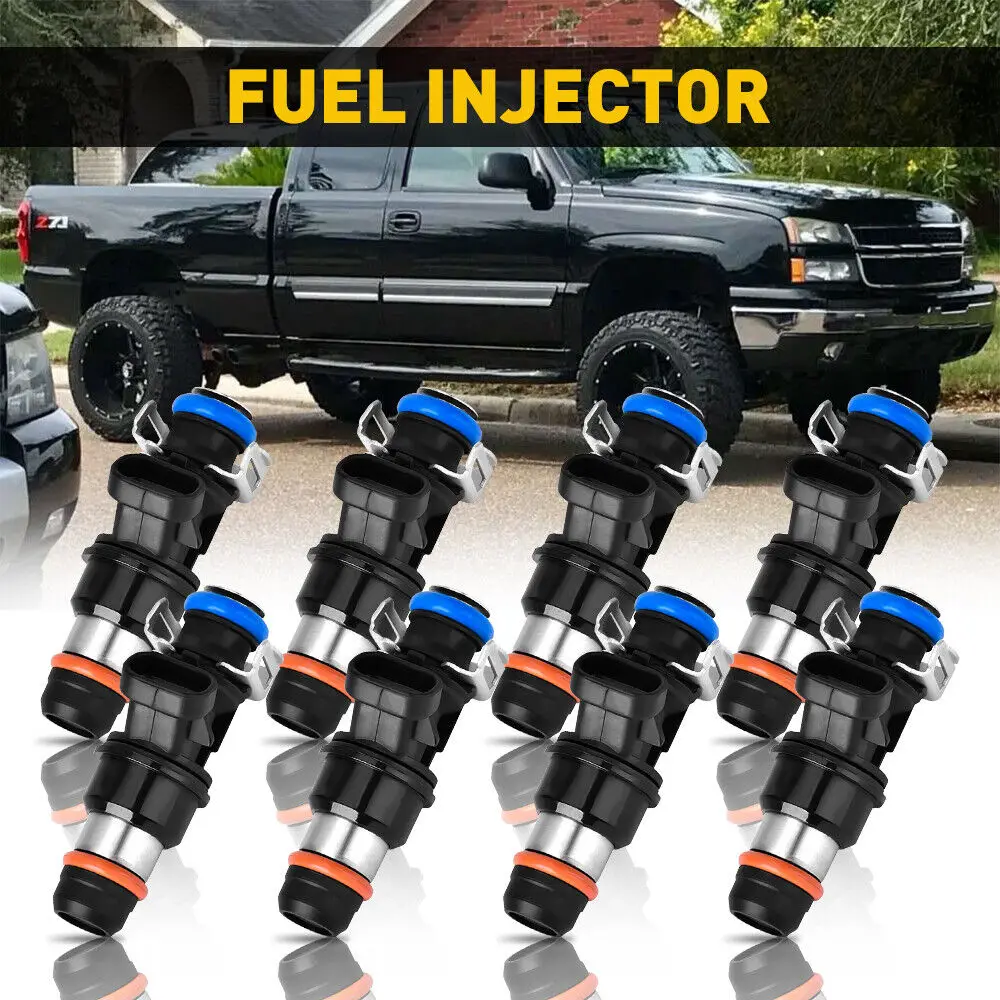 Set Of 8 Fuel Injectors - 4 Hole Design For 01-07 GM Chevy GMC Cadillac 4.8L 5.3L 6.0L (17113553)