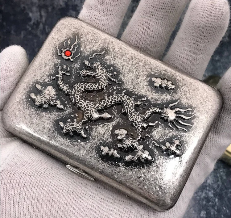 

New Handmade Brass Metal Carved Cigarette Cases Holder Box Holds 16 Cigarettes