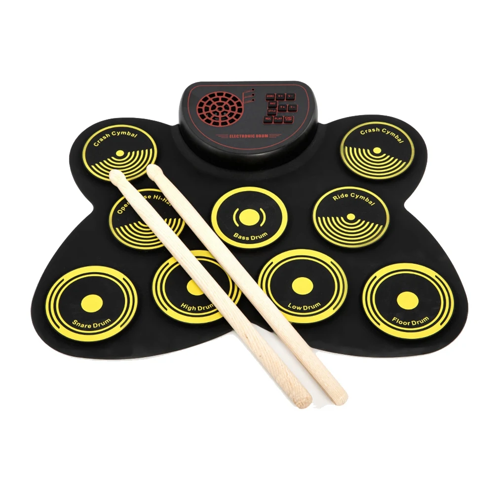 

Electronic Drum Set,9 with Headphone , Roll-Up Machine Built-in Speaker,