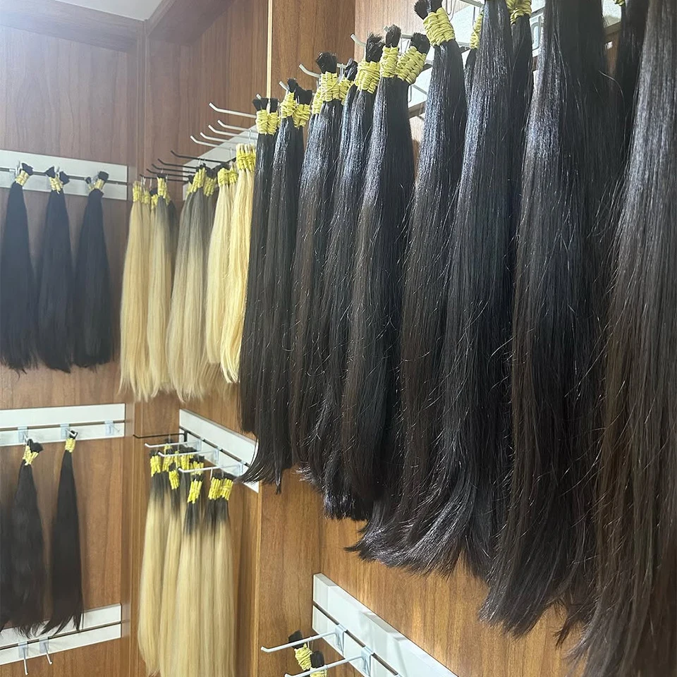 Body Wave No Weft Braids Human Hair Extensions Bulk Human Hair Bundles 18''-30'' 613 Natural Black Virgin Hair Bulk For Braiding 4