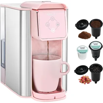 Pink 3-in-1 Single Serve Coffee Maker – Capsule & Ground Coffee 1