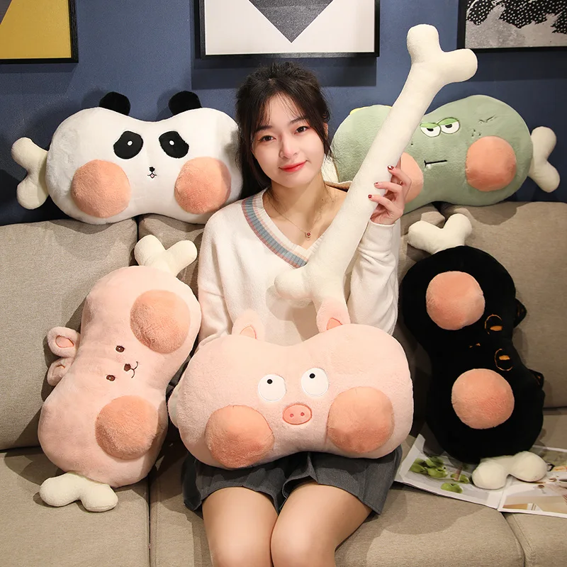 60cm Cartoon Animal Hand Warmer Rabbit Pig Croco Plush Toy Stuffed Soft Warm Toy With Bone Pillow Creative Doll Kids