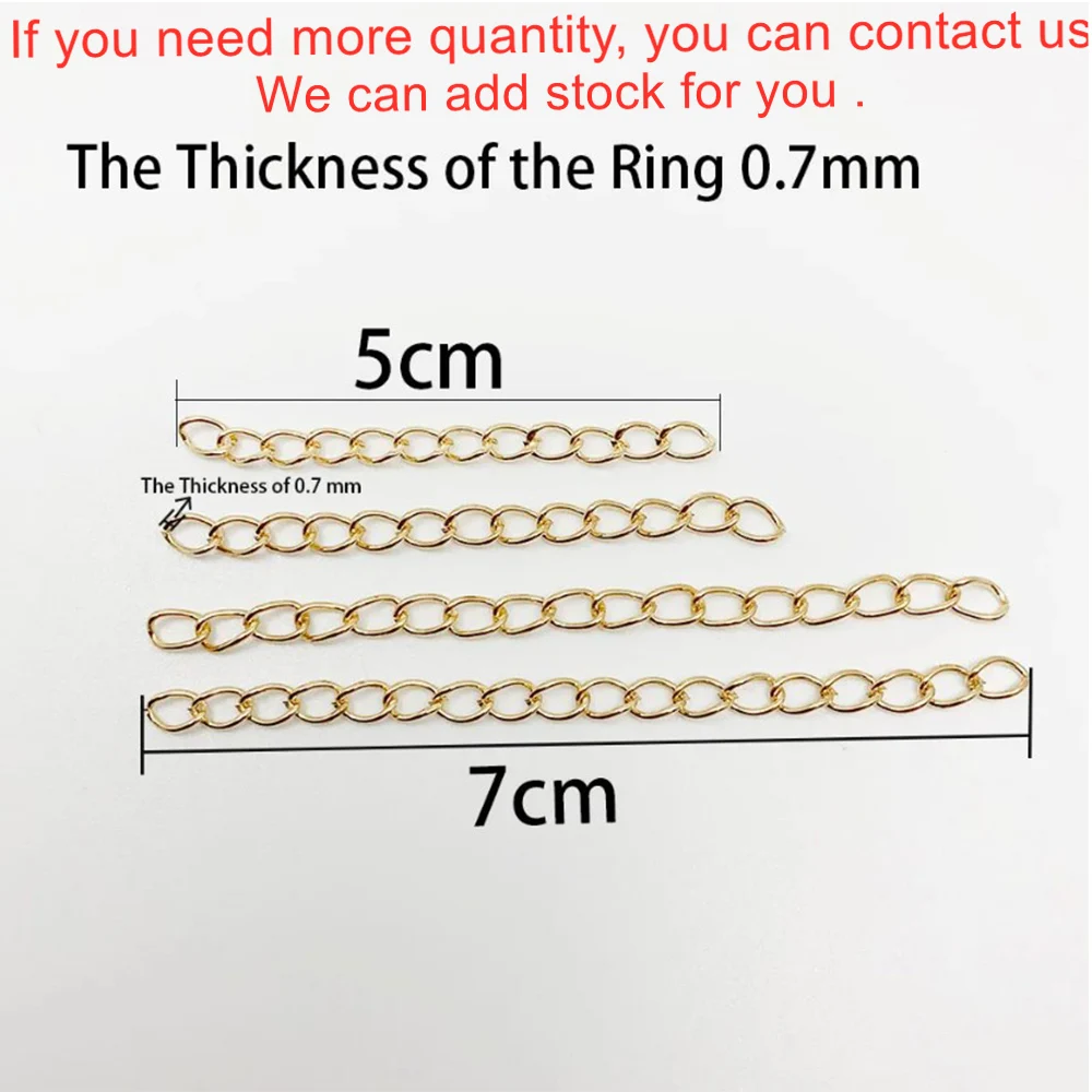 50-100pcs/lot 50mm 70mm Necklace Extension Chain Bulk Bracelet Extended Chains Tail Extender For DIY Jewelry Making Findings
