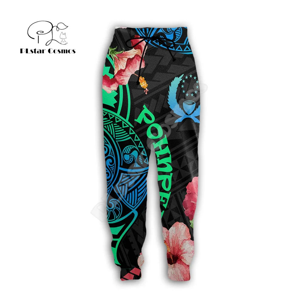 

Polynesia Culture Island Country Pohnpei Flag Tribal Colorful Tattoo 3DPrint Harajuku Casual Jogger Sweatpants Trousers Pants X3