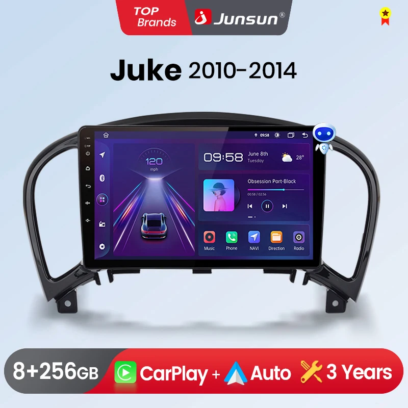 Junsun Wireless CarPlay Android Auto Car Radio for Nissan Juke YF15 2010-2014 GPS Intelligent SystemsStereo Multimedia Autoradio