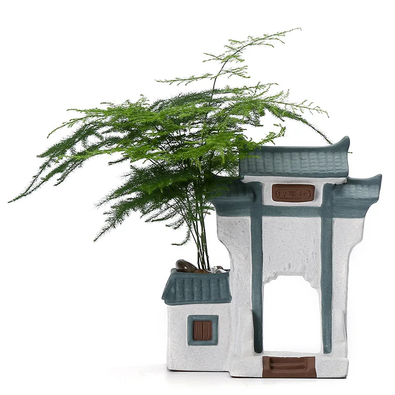 Chinese Style Creative Ceramic Flower Pot, Vintage Succulents Pot, Bonsai Potted, Living Room, Antique Planter, Home Decoratio