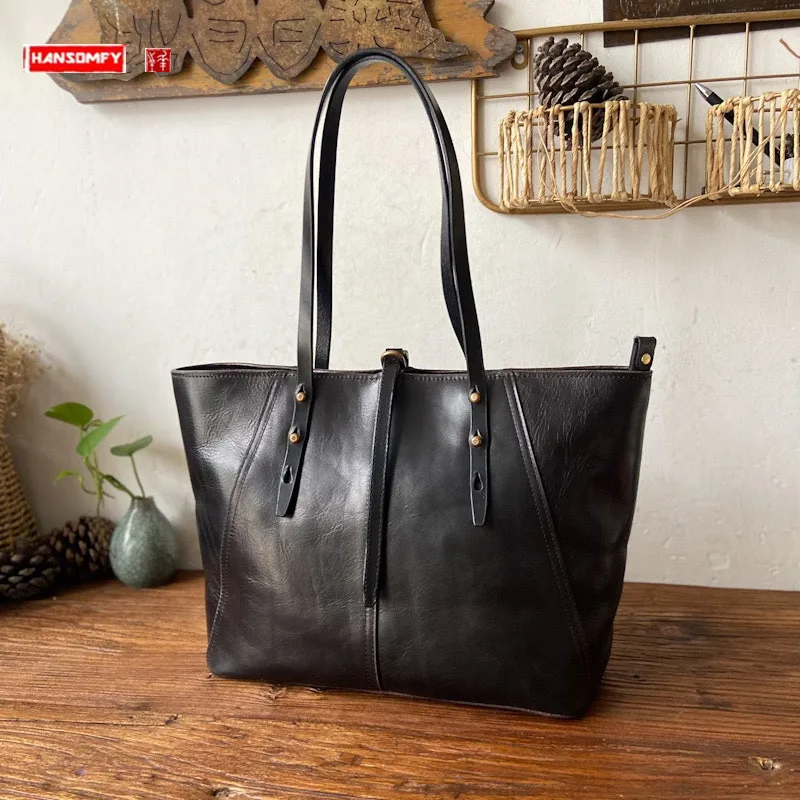 

Niche Design Women Bags Retro Luxury New Genuine Leather Lady Handbags Large Capacity Fashion Tote Bag Portable Shoulder Bags