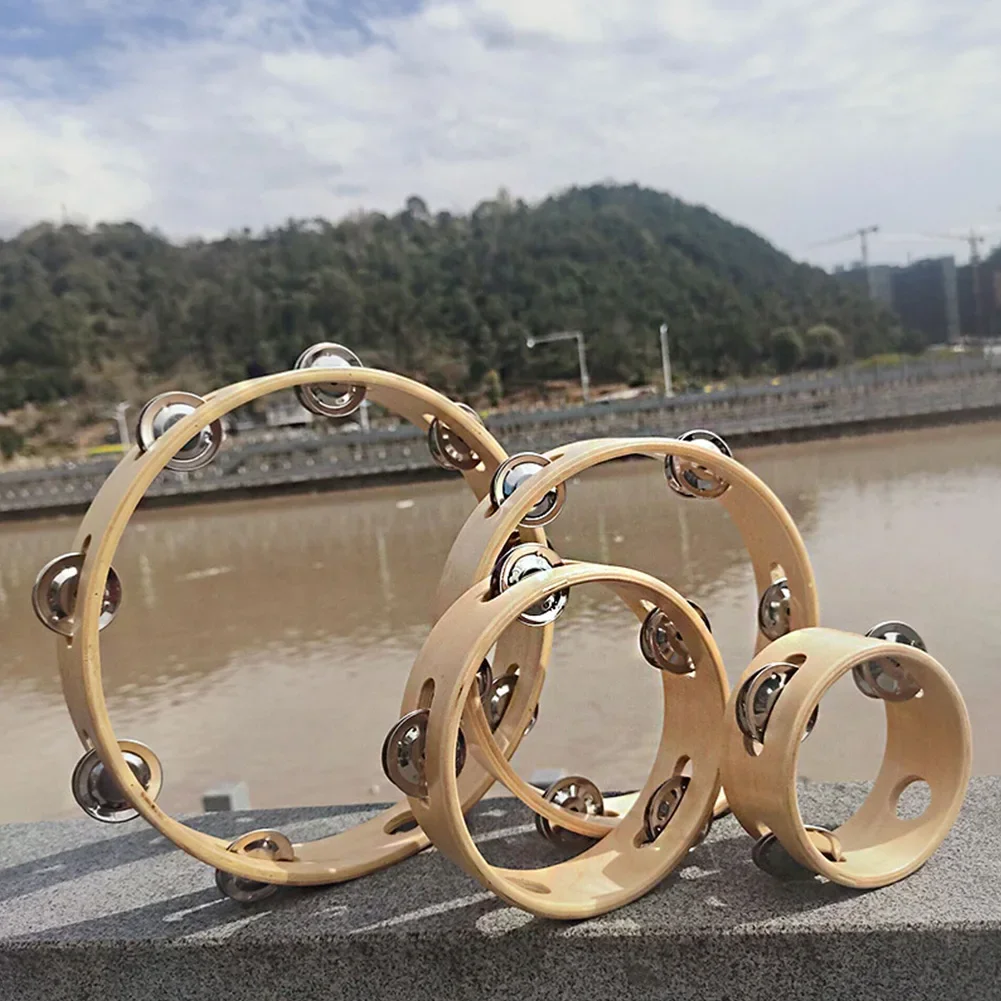 Hand Held Wood Headless Tambourine 4in 6in 8in 10in Jingles Educational Musical Toy For Children