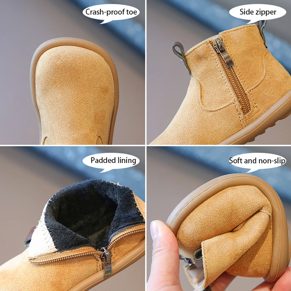 Baby Padded Martin Boots Autumn and Winter new girls hundred retro cotton boots British style boys solid color padded cotton boo 4