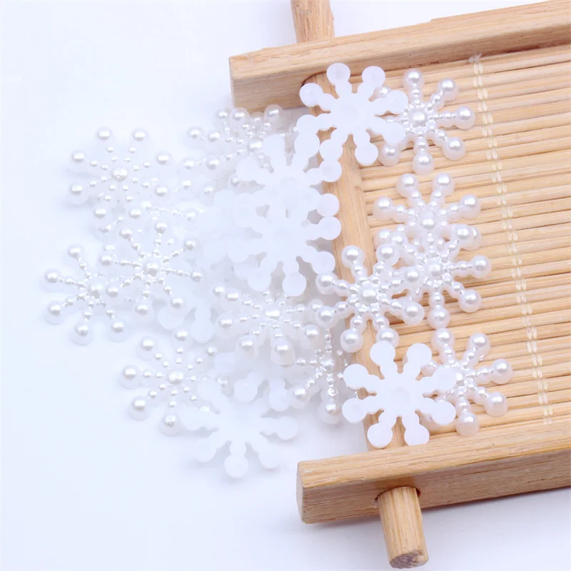 100pcs 12MM White Snowflake Beads Craft ABS Imitation Pearls Flatback For  Art Scrapbooking/DIY Decoration - AliExpress
