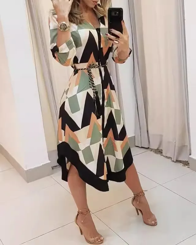 

Women's New Style Plaid Printed Strap dress Elegant Slim Look Fashionable Commuting Loose All-match Clothing