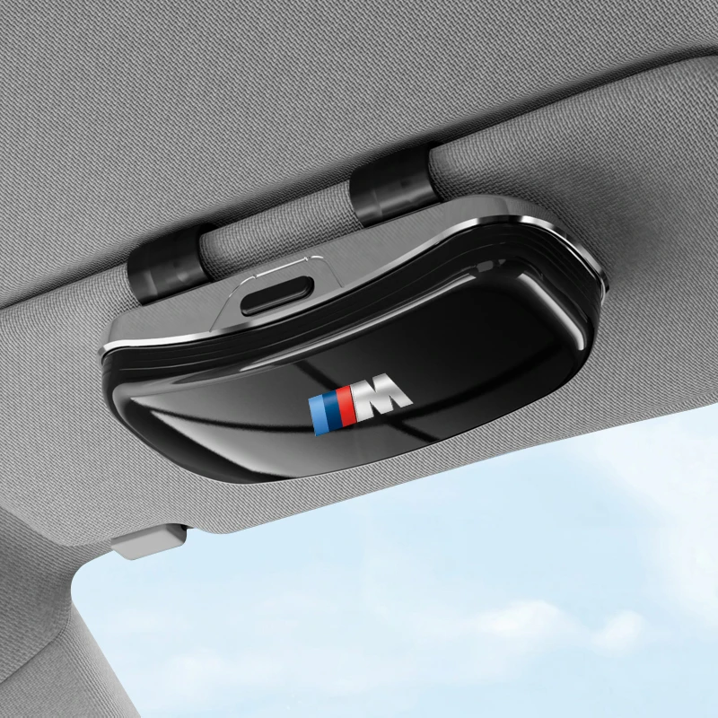 BMW M E46 E90 E60 F30 G20 X1 X2 X3 X4 X5 X6 X7 i3 i4 i5 i7 G30용 자동차 엠블럼 햇빛 가리개 안경 케이스 선글라스 보관함 선물 상자