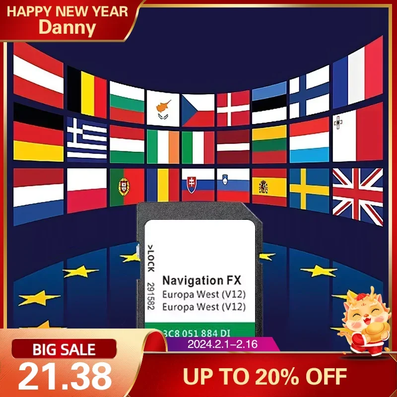 Spedizione Gratuita Per Vw Sat Nav Sd Card Navigation Fx 2020 Europe West V12 Genuine Rns 310 West