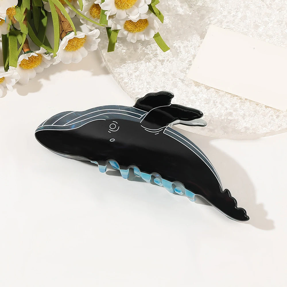 

Cute Fashion Headwear Blue Whale Acetate Hair Claw Back Of The Head Shark Clip Cartoon High Ponytail Hairpins Hair Accessories