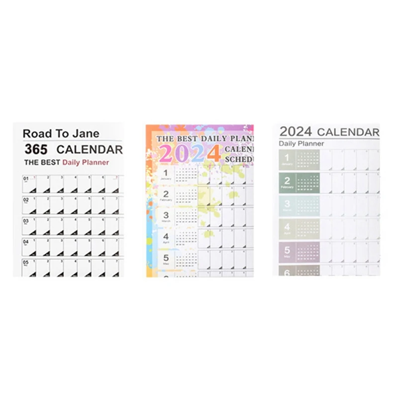 Calendario Da Parete 3 Pezzi 2024 Calendario Da 365 Giorni Pieghevole Per L'Home Office Scolastico 29.2 X20.7Inch