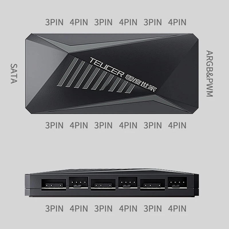 Фото Контроллер TEUCER LP-6P ARGB, 3Pin и 4Pin, многосторонний разветвитель от 1 до 6, адаптер для удлинительного кабеля вентилятора, концентратор охлаждения ПК №5