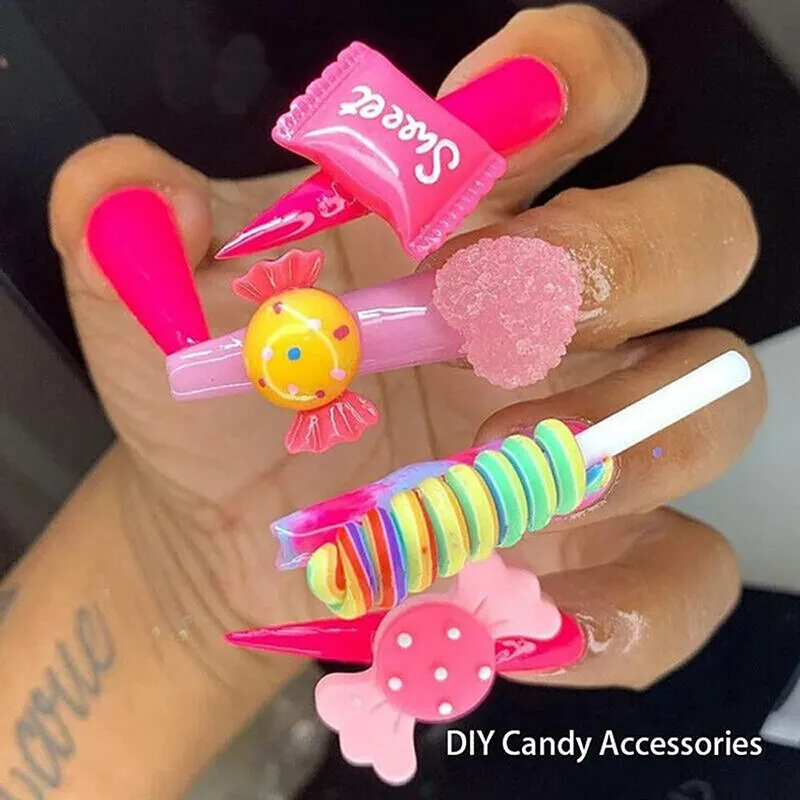 Candy Resin Ornaments 30Pcs Random Mixed Candy Resin Ornament Accessories For Art Decorations Assorted Colors and Shape